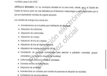 Sonora se declara en emergencia migración y clima extremo