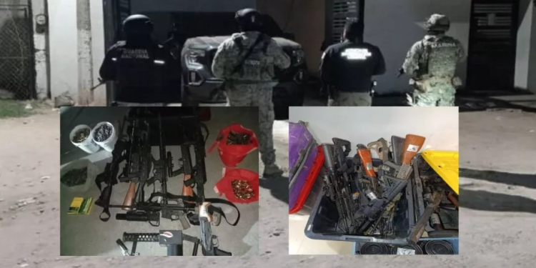 Lanzallamas, granadas y más de 8 mil cartuchos: Así es el arsenal hallado en Navojoa