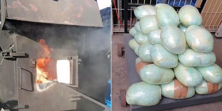 Incineran más de 2 millones de pastillas de fentanilo aseguradas en Baja California y Sonora