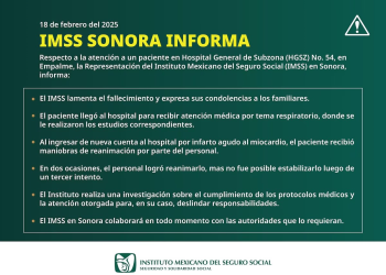 Paciente muere tras recibir alta en IMSS de Sonora; investigan posible negligencia