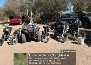 En Sonora, detienen a dos hombres y aseguran armas, vehículos y drogas
