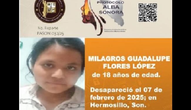 Desaparece joven de 18 años en Hermosillo