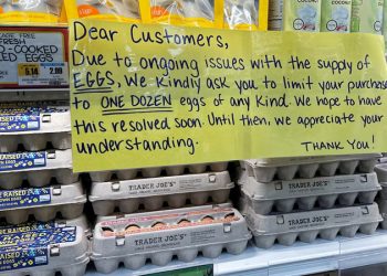 El precio de los huevos subirá un 41% este año en Estados Unidos, según las previsiones oficiales