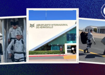 Llegan efectivos de la GN a Hermosillo, Sonora, para distribuirlos en la frontera