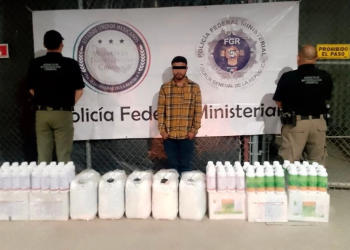 Detienen en Sonora a un hombre con más de 150 litros de metanfetamina