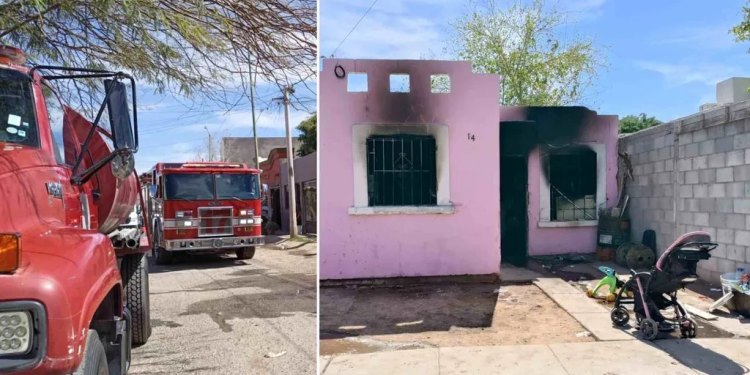 Se Incendia Casa en Hermosillo; Padres de Familia Salvan a sus Cuatro Hijos