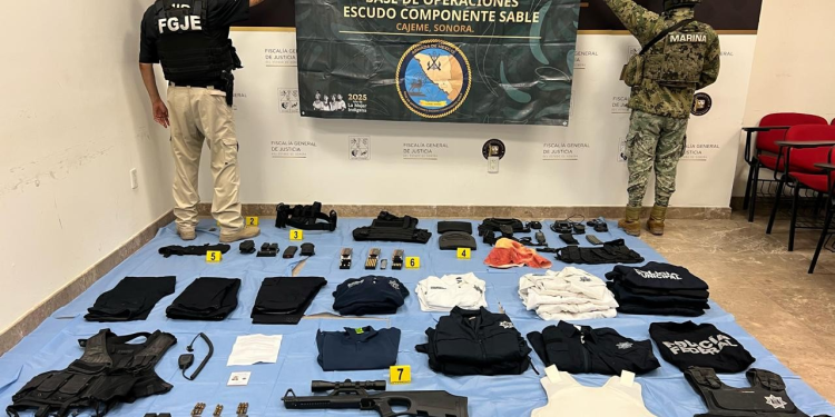 Marina y Autoridades de Sonora detienen en Guaymas, a Cinco con Armamento Bélico