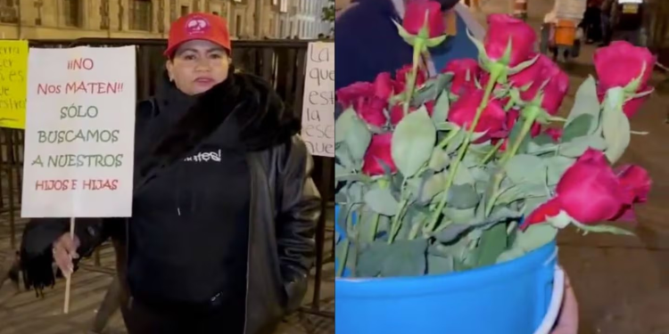 “No nos maten”: Ceci Flores lleva rosas a Palacio Nacional; Sheinbaum no está para recibirlas