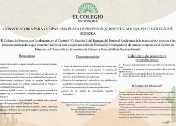 Plaza de profesor(a) investigador(a) en El Colegio de Sonora