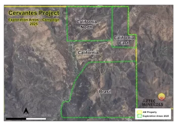 Aztec Minerals anuncia programa de exploración 2025 en el proyecto de oro-cobre Cervantes, Sonora, México