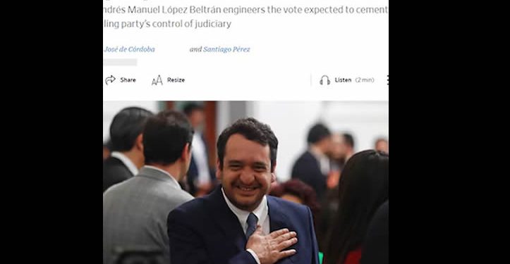 Wall Street Journal liga a hijo de AMLO con “decepcionante” participación ciudadana en la elección judicial