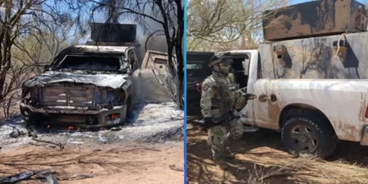 Aseguran 2 camionetas ‘monstruo’ con blindaje artesanal y más mil 500 cartuchos en Sonora