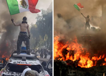 Manifestante con bandera mexicana se vuelve viral; divide opiniones en México por protesta contra ICE
