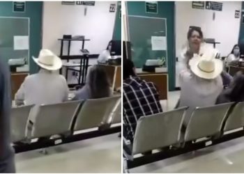 Captan a mujer golpeando a una pareja en un hospital de Sonora por supuesta infidelidad