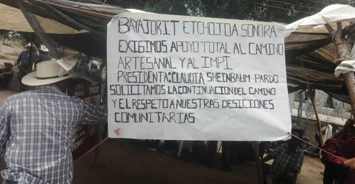 Indígenas Mayos exigen continúe construcción del camino artesanal en el Bayajorit.