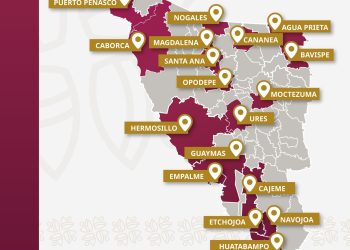 Mapa de ubicaciones de los Centros LIBRE en Sonora