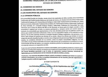 Gobernadores Tradicionales Guarijíos reiteraron su llamado para que sean liberadas las oficinas del INPI en San Bernardo.