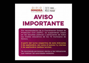 Emite Gobierno del Estado de Sonora medidas preventivas para el sector educativo ante pronóstico de lluvias: SEC