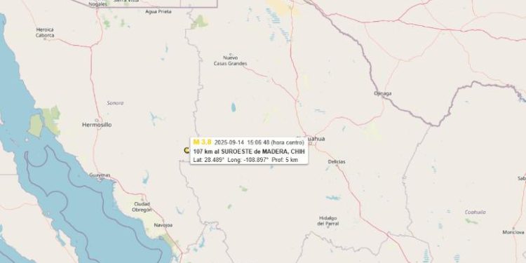 Detectan leve sismo desde Madera; epicentro en Sonora