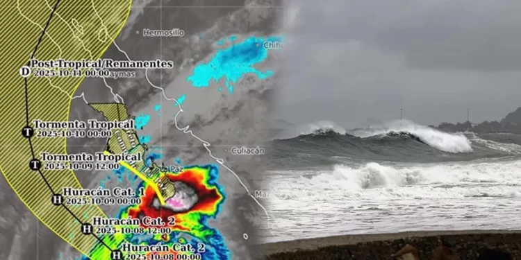 ¡Alerta en el Pacífico!… Priscila toma fuerza de huracán 2 y cambia trayectoria; se dirige a Sonora