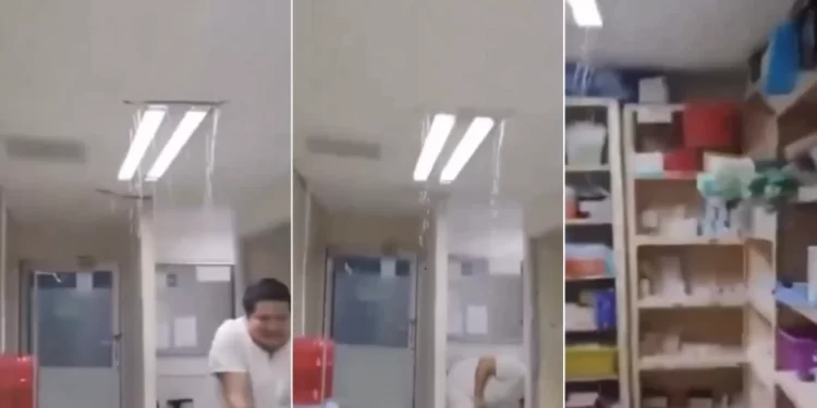 Raymond provoca inundación en el IMSS de Empalme