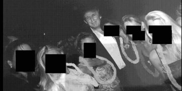 Publican fotos de Trump rodeado de mujeres en la mansión de Jeffrey Epstein