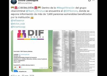 Grupo cibercriminal “Team Chronus” filtra información de DIF Sonora