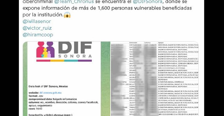 Grupo cibercriminal “Team Chronus” filtra información de DIF Sonora