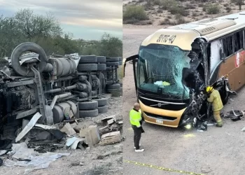 Choque entre autobús y tractocamión deja cuatro muertos y 25 heridos en carretera Sonoyta–Caborca