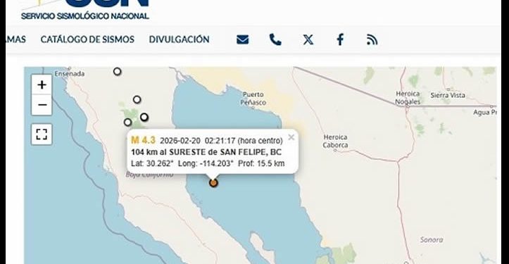 Sin daños en Sonora por sismos registrados en el Golfo de California frente a San Felipe, Baja California