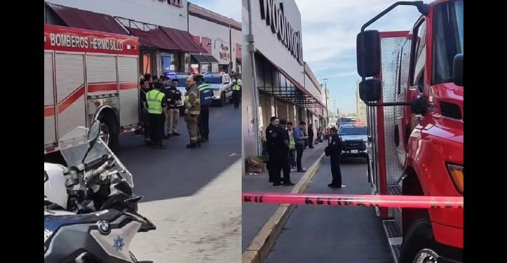 Alerta a cuerpos de bomberos y protección civil explosión de transformador en comercio en el centro de Hermosillo