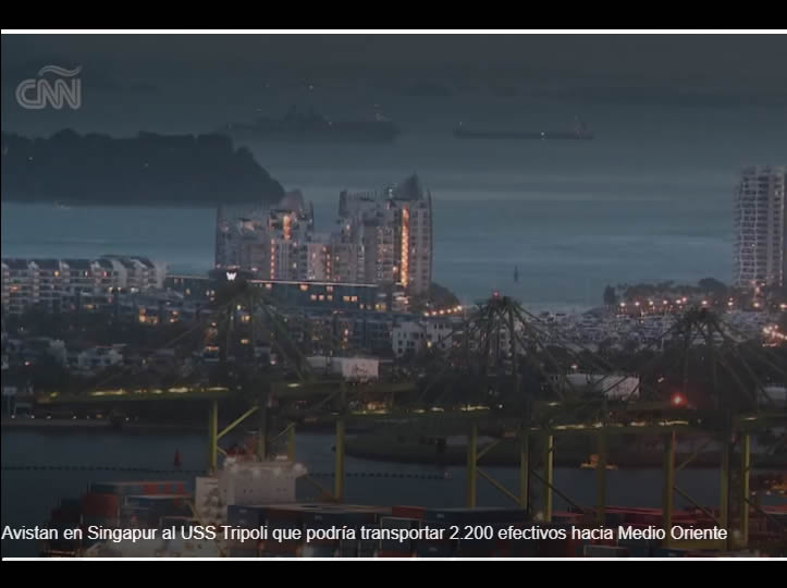 Buque de guerra de EE.UU., que se cree transporta más infantes de Marina hacia Medio Oriente, es rastreado frente a Singapur