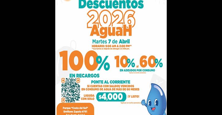 Realizará Agua de Hermosillo Jornada de Descuentos a deudores este martes 7 en colonia Costa del Sol