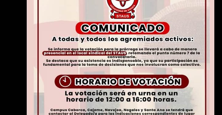 Vota STAUS otorgar posible prórroga a la huelga para el 14 de mayo