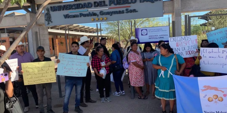 Indígenas protestan en Universidad del Pueblo Yaqui, en Sonora; exigen diálogo con el ministro de la SCJN, Hugo Aguilar