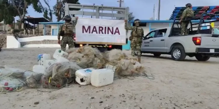 Marina Asegura Artes de Pesca Prohibidas en Coordinación con CONAPESCA, en Puerto Peñasco