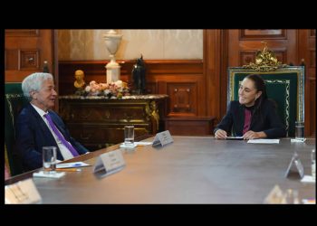 Claudia Sheinbaum recibe en Palacio Nacional al director del banco más valioso del mundo