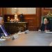 Claudia Sheinbaum recibe en Palacio Nacional al director del banco más valioso del mundo