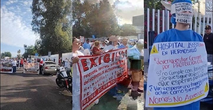 Bloquean bulevar trabajadores de la salud del ISSSTE por las malas condiciones del hospital Fernando Ocaranza