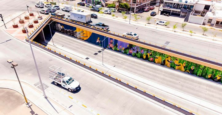 Avanza mural en paso a desnivel de Colosio y Solidaridad