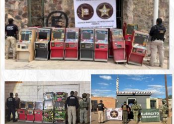 Despliega FGJES operativo simultáneo coordinado y asegura máquinas tragamonedas en Hermosillo, Caborca y Nogales