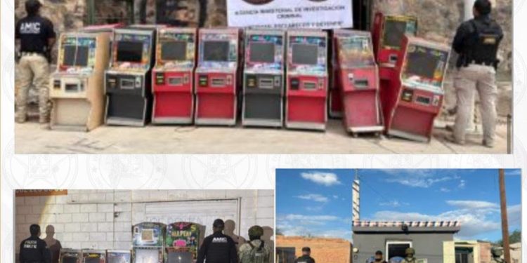 Despliega FGJES operativo simultáneo coordinado y asegura máquinas tragamonedas en Hermosillo, Caborca y Nogales