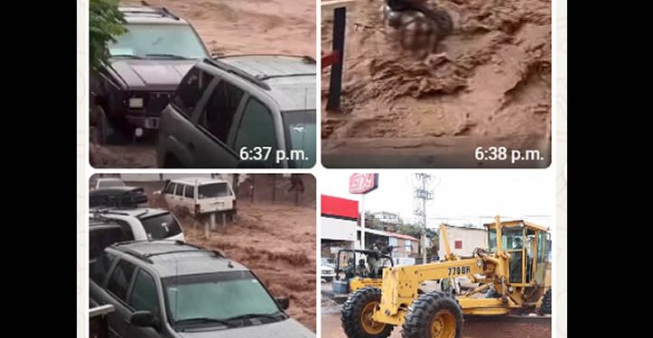 Un muerto, personas y vehículos arrastrados por la corriente, saldo de la lluvia en Nogales este sábado