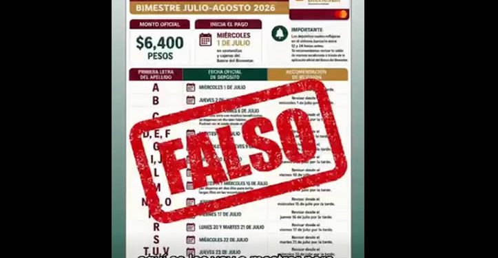 Circula en redes calendario de pago FALSO de los programas sociales del gobierno federal del bimestre julio-agosto