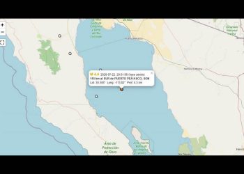 Temblor de 4.4 grados con epicentro al sur de Puerto Peñasco