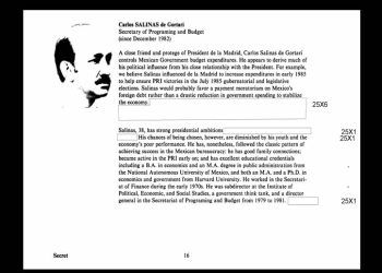 CIA definió a  Salinas de Gortari como tecnócrata ambicioso