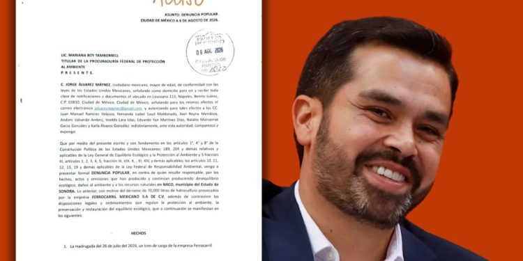Jorge Álvarez Máynez interpone denuncia formal ante PROFEPA por desastre ecológico en Sonora
