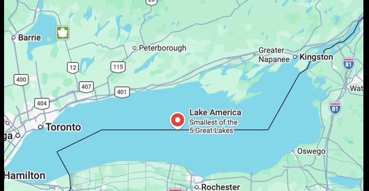 Google Maps cambia nombre de Lago Ontario a ‘Lago América’