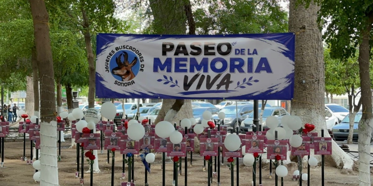 Instalan memorial de personas desaparecidas en plena Plaza Zaragoza de Hermosillo
