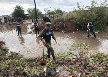 Activan Fase de Auxilio del Plan Marina para damnificados por lluvias en Empalme, piden a la población ubicar refugios temporales